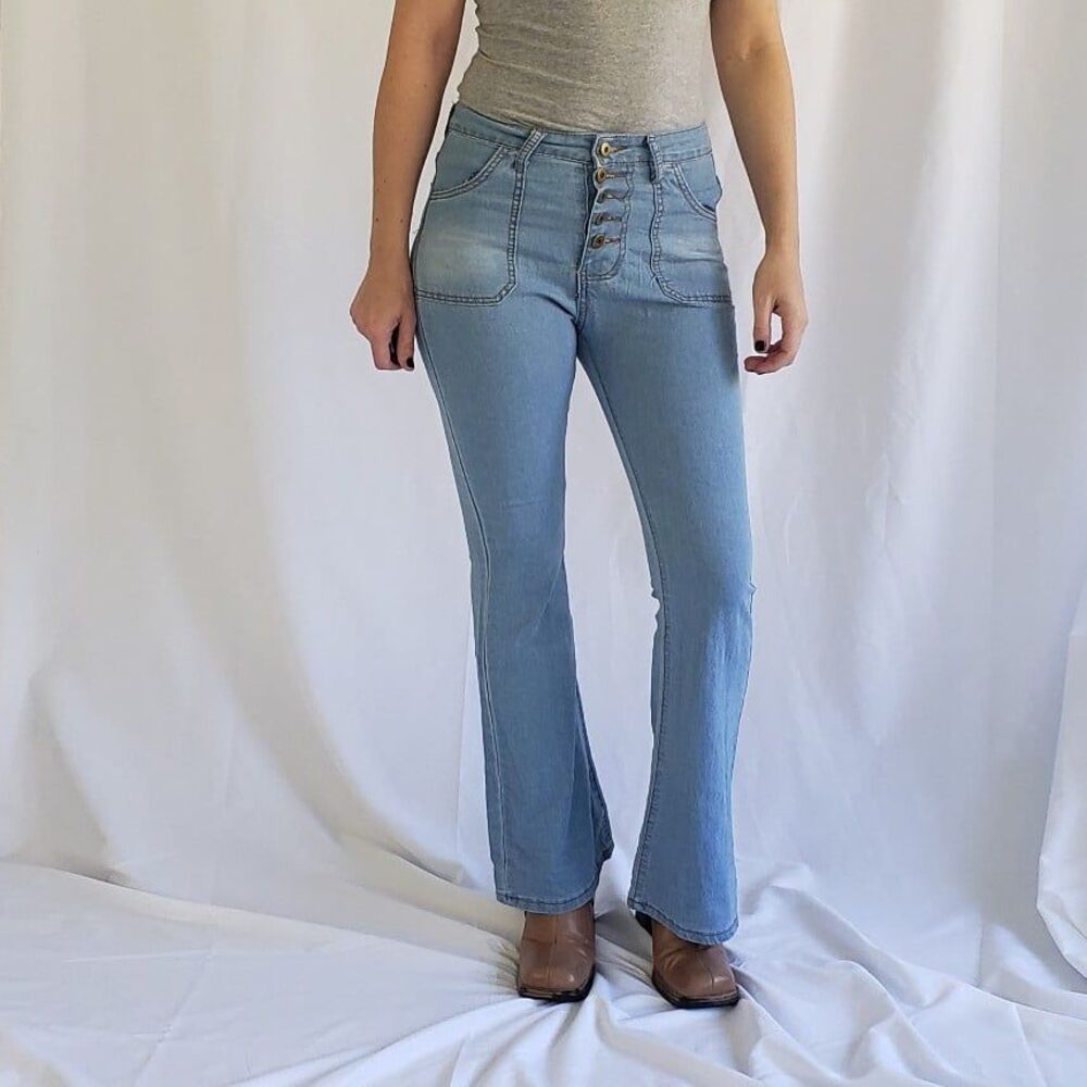 Retro Button‎ Fly Flare Jeans
